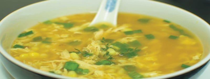 Chicken and Corn Soup with Dumplings